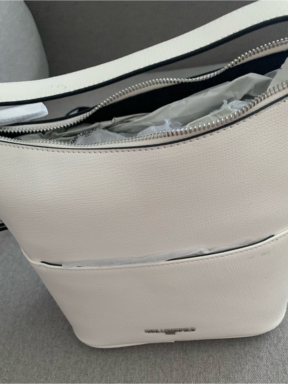 Karl Lagerfeld Cream Crossbody with Branded Strap - Picture 4 of 7